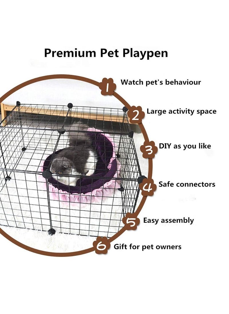 HomarKet 12 Panels Pet Playpen Portable Pet Playpen Metal for Small Animals Pet Playpen Panels Rabbits Can Be Cage for Dog and Cat Dog Fence Black  - Image 4