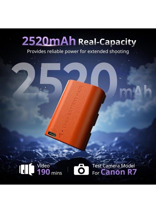 SMALLRIG LP-E6P Battery, 2520mAh Replacement USB-C Battery for Canon EOS R5 Mark II,R6 Mark II R5,R6,R7,5D Mark II,5D Mark IV,60D,70D,80D,90D, 2.5h Quick Full Charge, Fully Decoded for Canon - Image 2