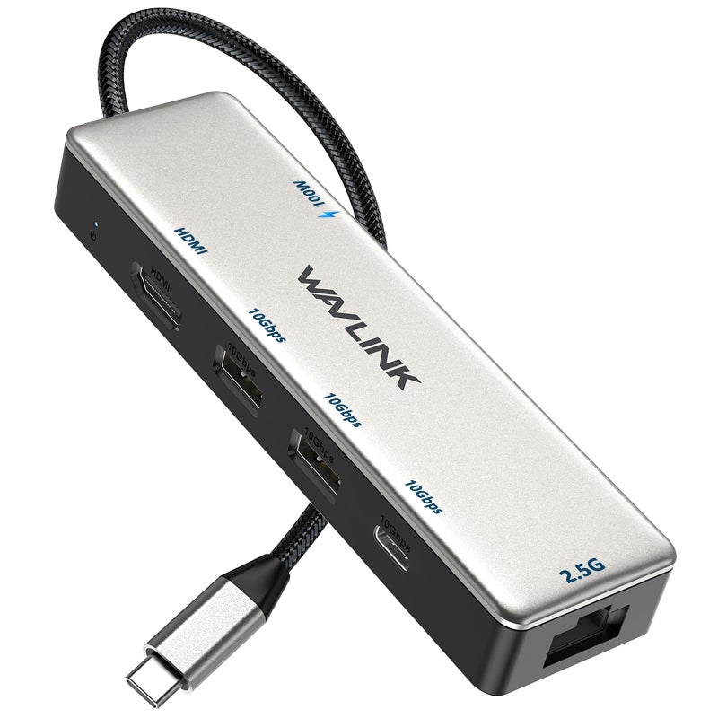 WAVLINK محور USB C مع إيثرنت 2.5Gbps، WAVLINK 6 في 1 محور USB C 4K@120Hz HDMI 2.1، 3 * 10Gbps منافذ USB-C/USB-A، شحن PD 100W لجهاز MacBook Pro/Air، iPad، Dell، HP، Lenovo، Asus، Acer - Image 1