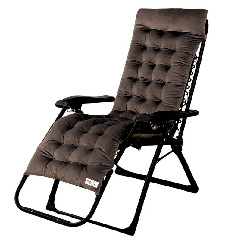 MAATRIKAA Comfortable Ergonomic Velvet Chair Pad Multipurpose Cushion for Rocking Chair Office Home Indoor Outdoor Use Backrest and Hip Support 50 x 18 Inches Coffee - Image 1