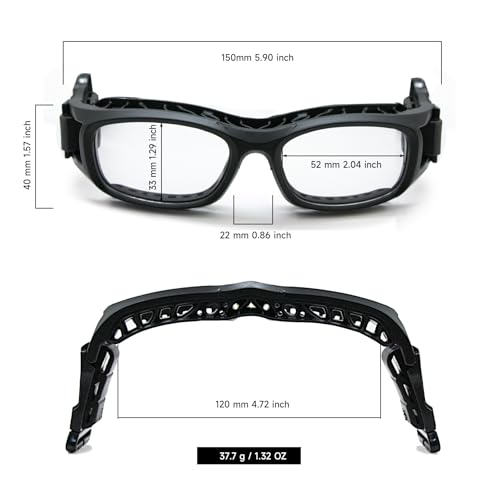 EnzoDate Sports Glasses Lens Replaceable Slim Fit Impact-Resistant Protective Goggles Basketball Handball Volleyball Tennis (Black) - Image 3