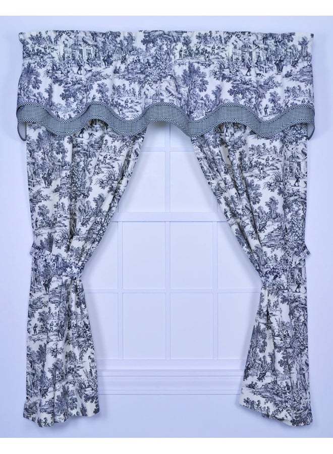 Ellis Curtain Ellis Curtain Victoria Park Toile 68Inchby84 Inch Tailored Panel Pair with Tiebacks Black  - Image 4