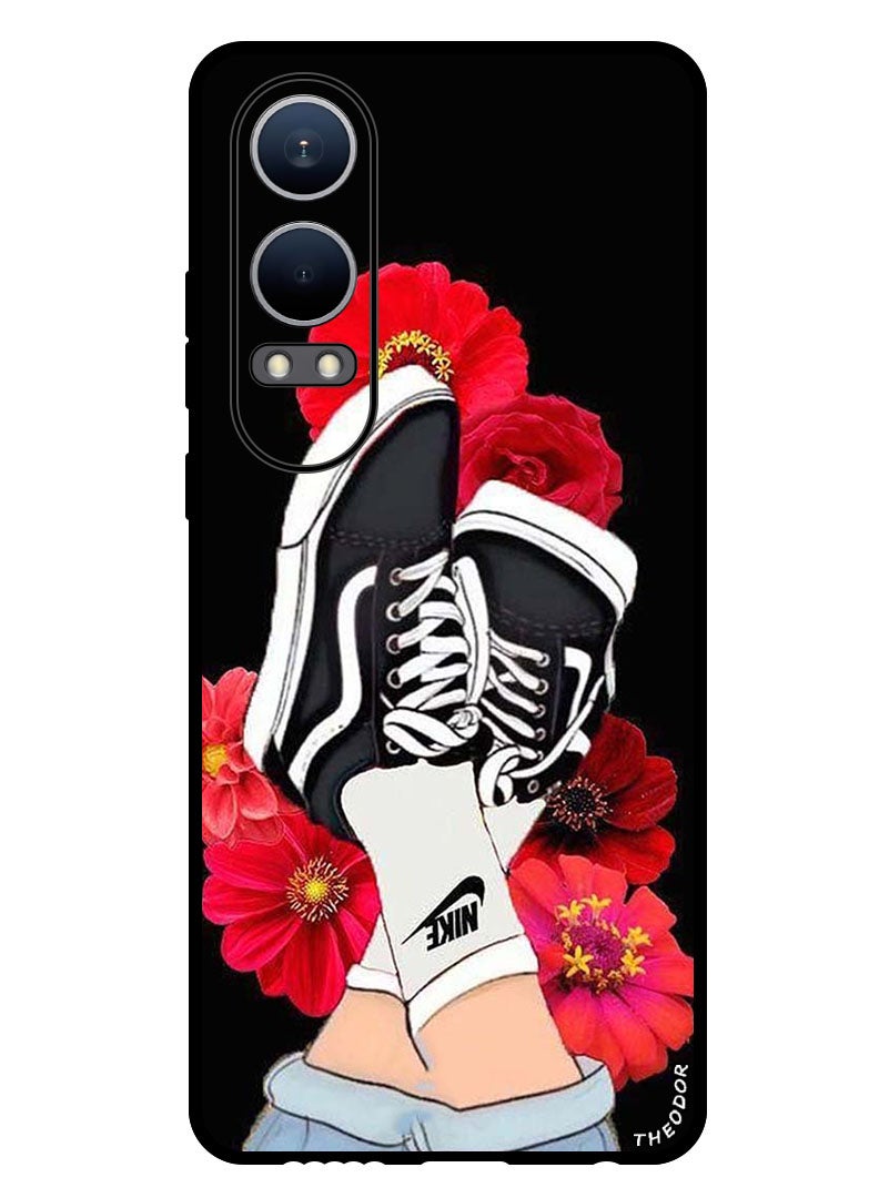 Theodor Protective Case Anti Scratch Shock Proof Bumper Cover For OnePlus Nord CE4 Lite Feet & Red Flower - Image 1