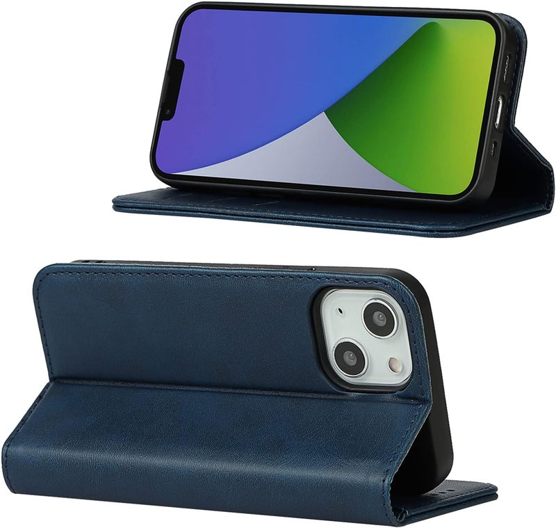 iCoverCase for iPhone 15 Plus Wallet Case with Card Holder, PU Leather Magnetic Kickstand Feature Shockproof Protective Flip Cover Case - Blue - Image 3