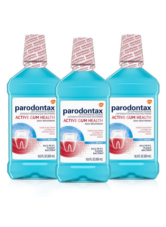 Parodontax Active Gum Health Mouthwash, Antiplaque And Antigingivitis Mouthwash, Mint, 3X16.9 Fl Oz  - Image 1