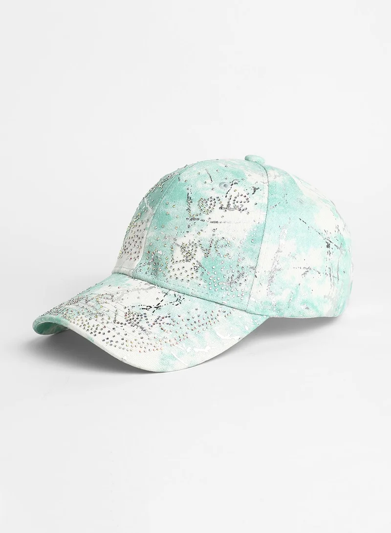 Haute Sauce  Studded Ombre Basketball Cap - Mint Green & Ivory White  | Best Price UAE
