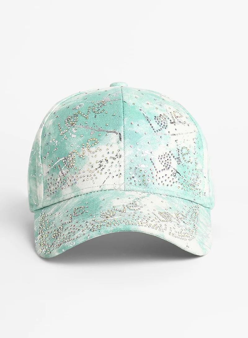 Haute Sauce  Studded Ombre Basketball Cap - Mint Green & Ivory White  | Best Price UAE