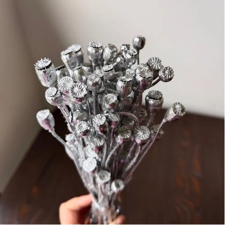 Bluejw Real Dried Gold and Silver Corn Poppy Flowers – 40g Per Bundle, Natural Dried Plants for Home Flower Arrangements, DIY Wedding Decorations & Boho Floral Crafts - Image 4