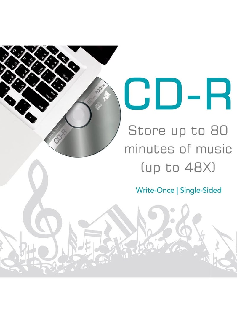 Maxell Maxell – MAX648210, CD Recordable Media - Noise-free Surface Playback CDs 700Mb Storage & Up to 48x - Blank CDs, CD Storage & Slim Jewel Case Holder – 10 Pack - Image 4