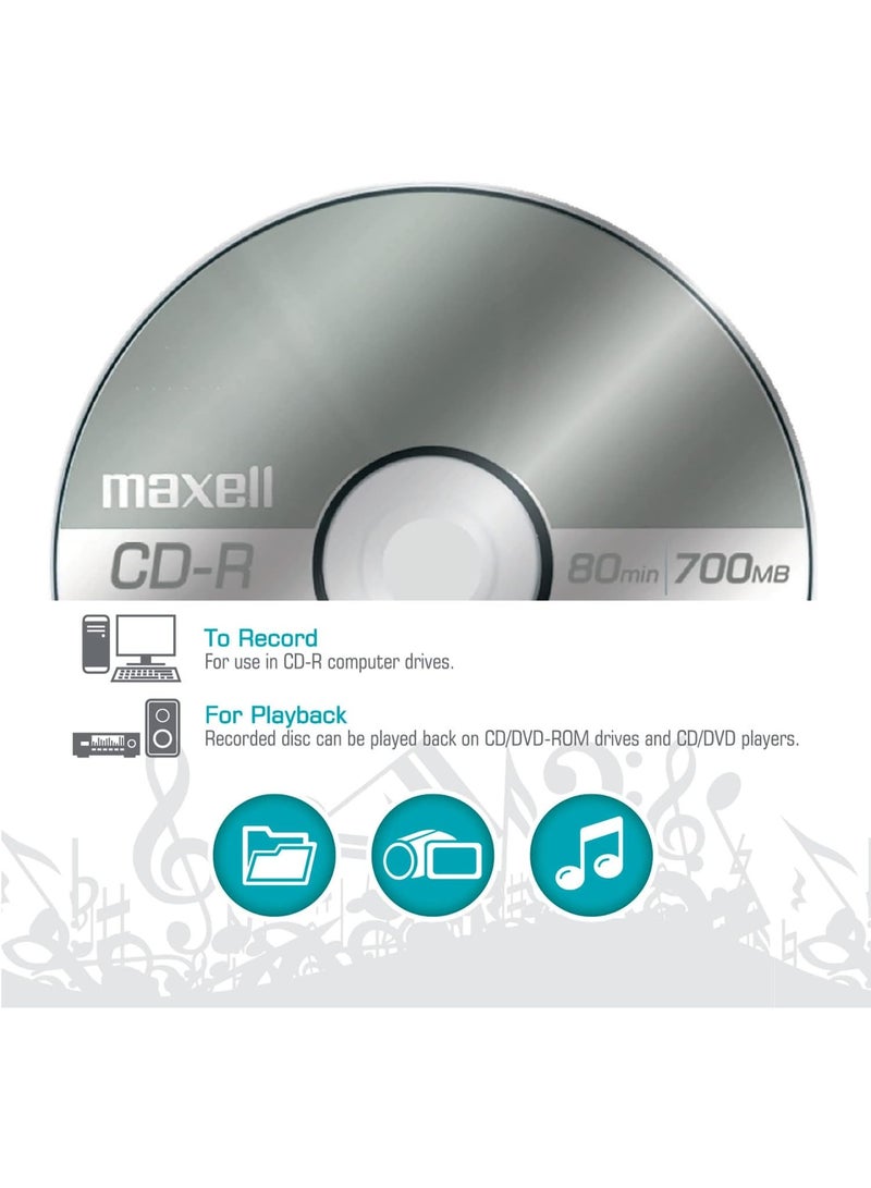 Maxell Maxell – MAX648210, CD Recordable Media - Noise-free Surface Playback CDs 700Mb Storage & Up to 48x - Blank CDs, CD Storage & Slim Jewel Case Holder – 10 Pack - Image 2