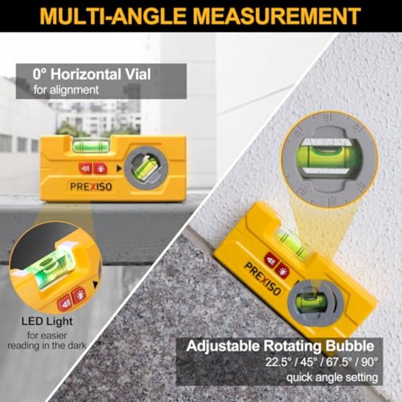 2-in-1 Laser Spirit Level, Mini Torpedo Level with LED Light, Rotatable Magnetic Pocket Leveler and 10 m Laser Leveler Tool for Hanging Picture, Wall Marking Painting, House Decoration - Image 2