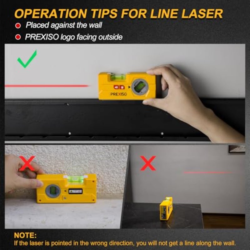 2-in-1 Laser Spirit Level, Mini Torpedo Level with LED Light, Rotatable Magnetic Pocket Leveler and 10 m Laser Leveler Tool for Hanging Picture, Wall Marking Painting, House Decoration - Image 5