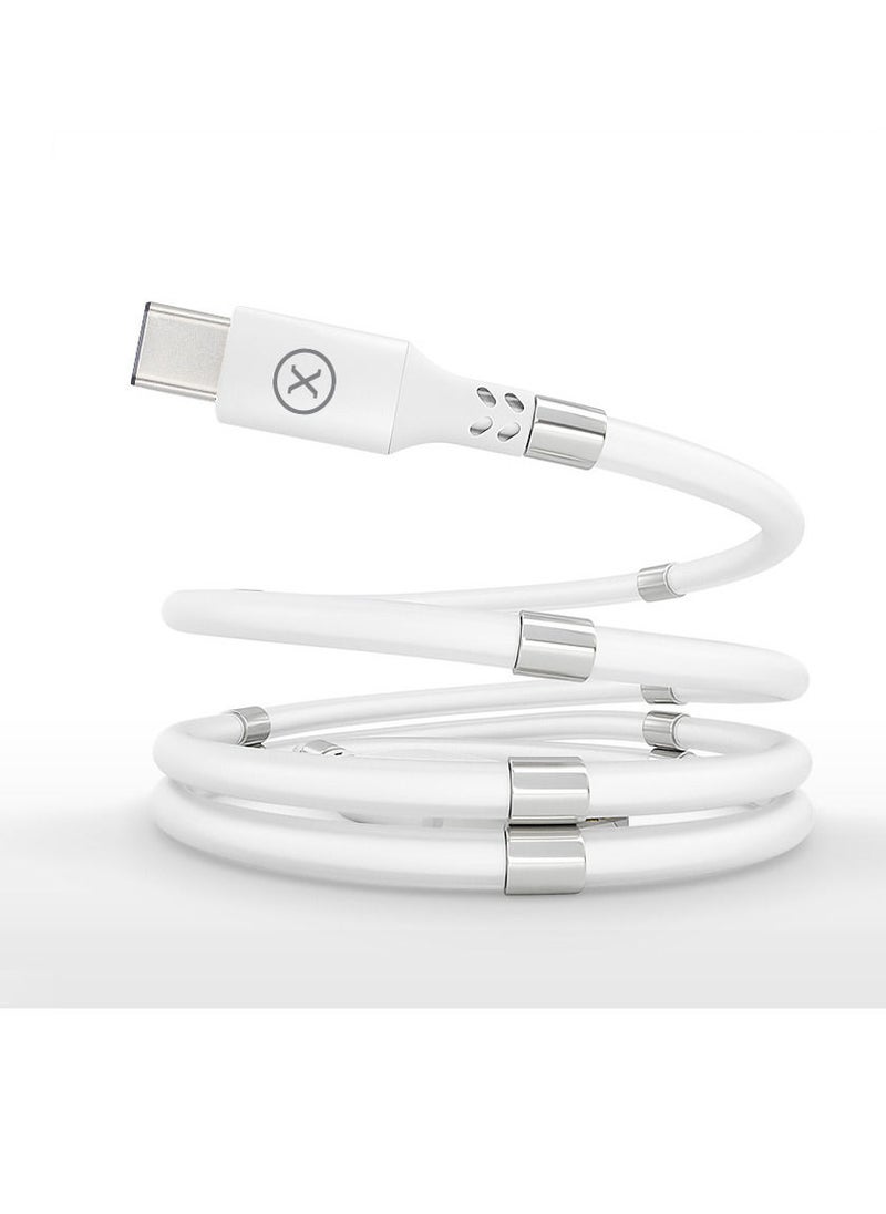 Xcell X.CELL PREMIUM MAGNATIC RE-COILABLE TYPE C TO USB A CABLE 1.8M FOR ANDROID, HUAWEI, SAMSUNG AND TYPE C CHARGING ENABLED DEVICES - WHITE  - Image 1