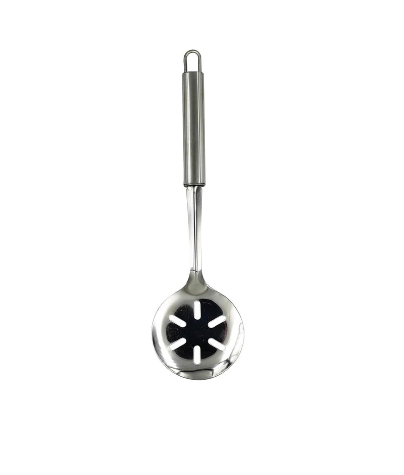 NOHUNT Kitchen Tools Stainless Steel Heavy 5 Piece Set of Ladle (Karchhi), Skimmer (Jhara), Solid Spoon (Chamcha) and Slotted Turner/Spatula (Palta) for Cooking & Frying (27cm Each) - Image 2