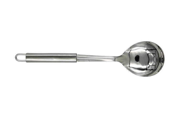 NOHUNT Kitchen Tools Stainless Steel Heavy 5 Piece Set of Ladle (Karchhi), Skimmer (Jhara), Solid Spoon (Chamcha) and Slotted Turner/Spatula (Palta) for Cooking & Frying (27cm Each) - Image 3