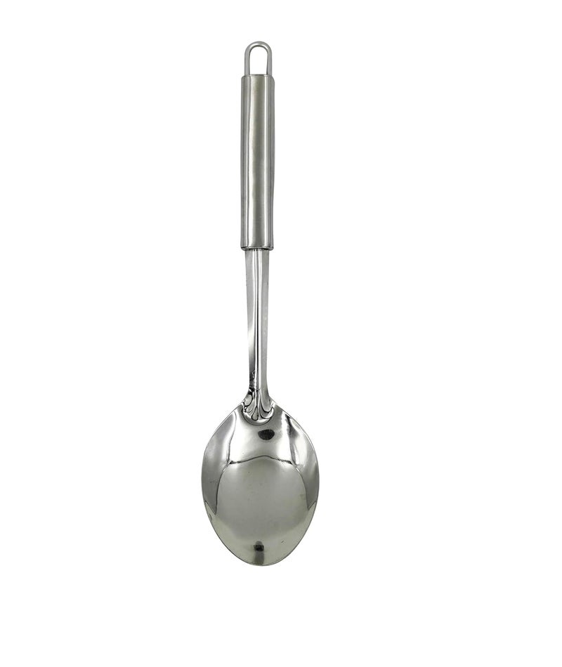 NOHUNT Kitchen Tools Stainless Steel Heavy 5 Piece Set of Ladle (Karchhi), Skimmer (Jhara), Solid Spoon (Chamcha) and Slotted Turner/Spatula (Palta) for Cooking & Frying (27cm Each) - Image 4