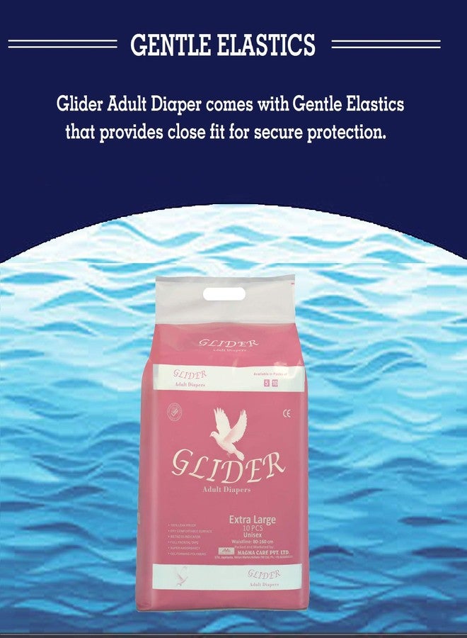 Glider Premium Adult Diaper Extra Large , Waist Size 127-165cm (50"- 65")( 10 Count ) - Image 4