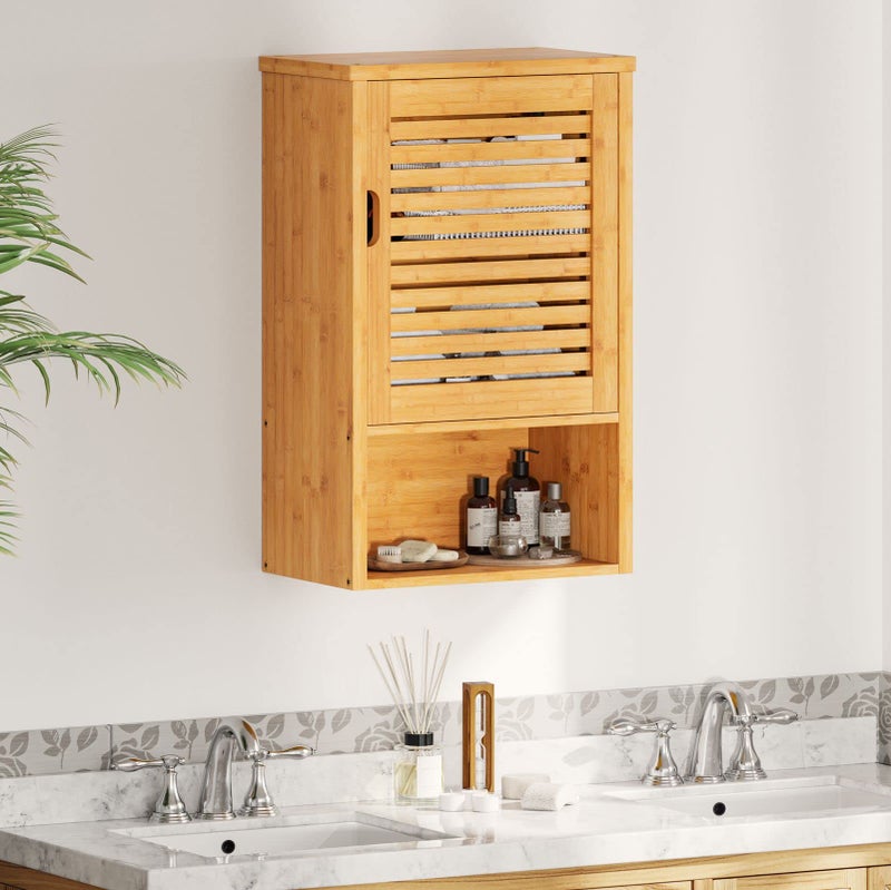 VIAGDO Bathroom Wall Cabinet, Wooden Medicine Cabinet with Single Door and Adjustable Inner Shelf, Bamboo Storage Cabinet Wall Mounted, Over The Toilet Hanging Cupboard, 15.7â€™â€™Lx7.8â€™â€™Wx23.6â€™â€™H - Image 2