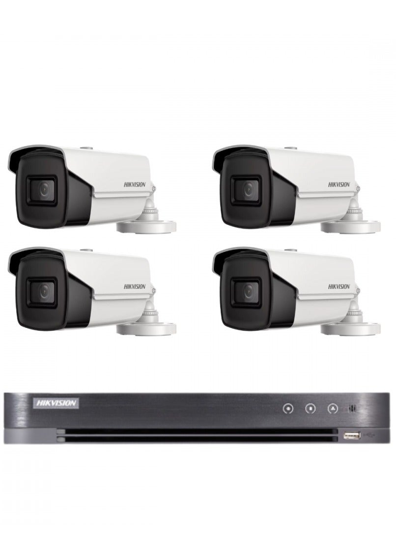 hikvision Hikvision 4 Cameras 8 Megapixel Outdoor Night Vision 60 Meters With Channel Recording Device N70056630V