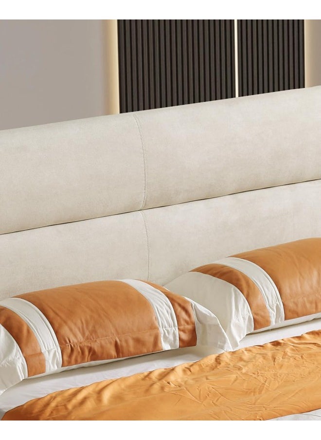 Home Canvas KYOTO Queen Upholstered Bed with Straight-Line Headboard & Metal Feet (160x200)  - Image 4