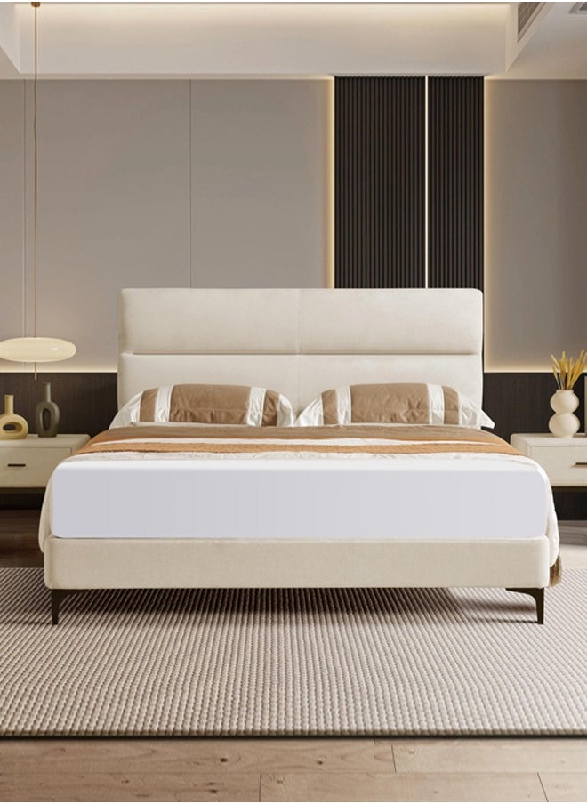 Home Canvas KYOTO Queen Upholstered Bed with Straight-Line Headboard & Metal Feet (160x200)  - Image 3