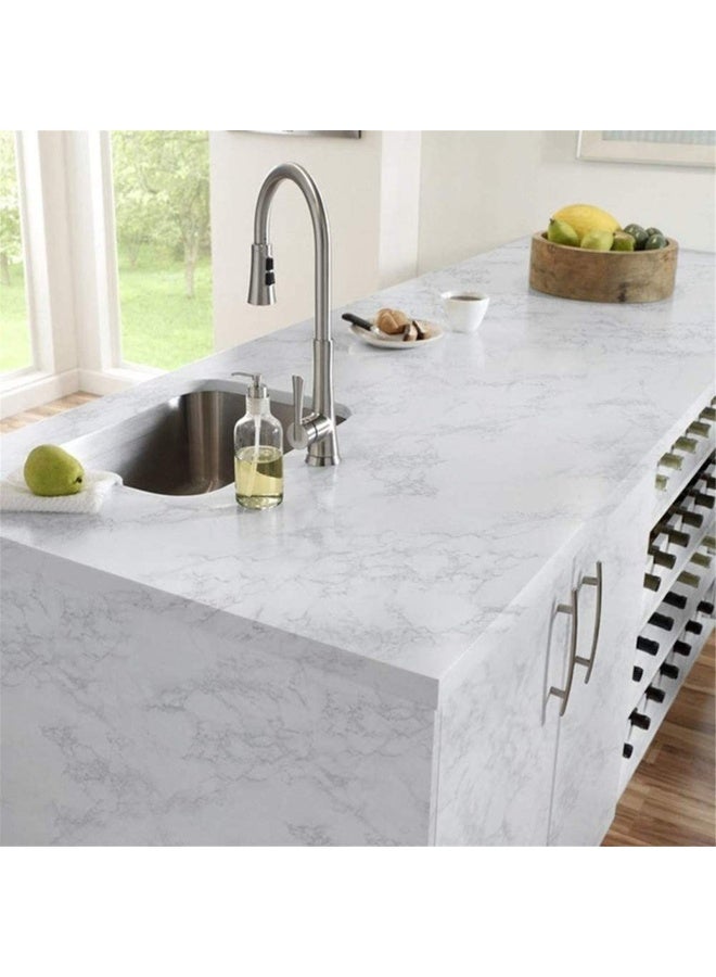 Yancorp White Gray Contact Paper Marble Wallpaper Peel and Stick Countertops Backsplash for Kitchen Waterproof Renter Friendly Wallpaper Papel Tapiz para Pared (11.8"X120") - Image 4