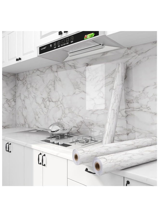 Yancorp White Gray Contact Paper Marble Wallpaper Peel and Stick Countertops Backsplash for Kitchen Waterproof Renter Friendly Wallpaper Papel Tapiz para Pared (11.8"X120") - Image 3
