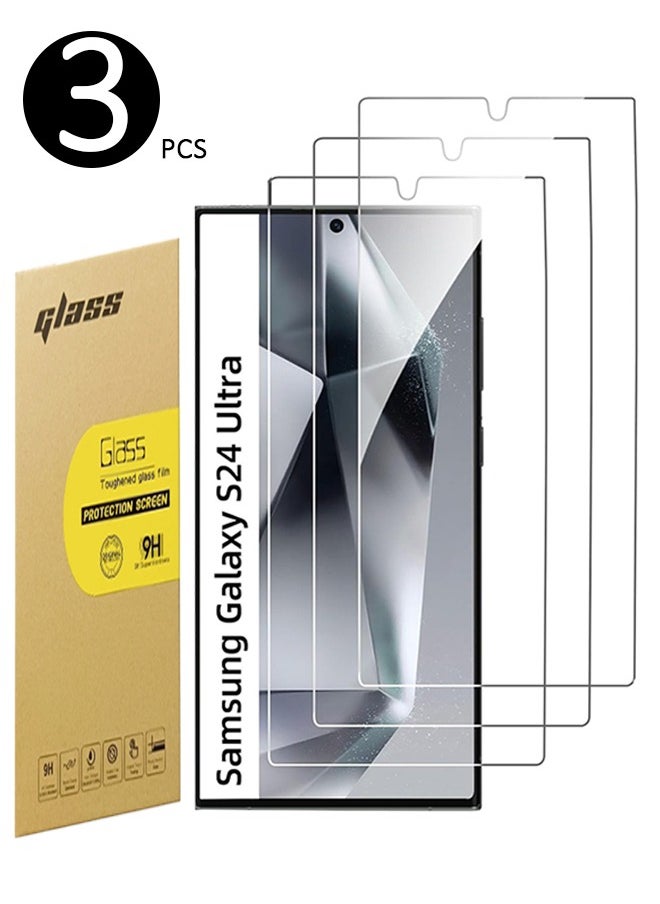 Lemon 3 Pcs Samsung Galaxy S24 Ultra Screen Protector Tempered Glass,   Friendly Scratch-proof, Bubble Free, Ultra Resistant  - Image 1