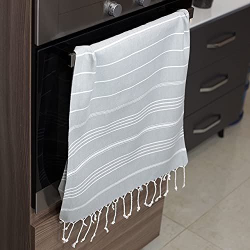 Clotho 4 Pack Turkish Hand Towels for Bathroom 18x40 Large 100% Cotton Soft Decorative Towel Set of 4, Absorbent Lightweight Quick Dry Face Towel for Travel Hair Gym Yoga - (Silver Gray) - Image 4