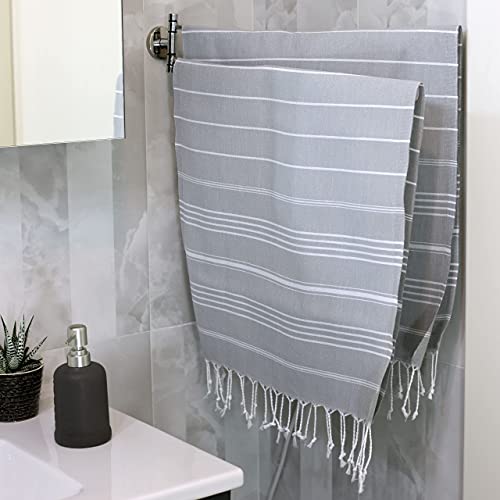 Clotho 4 Pack Turkish Hand Towels for Bathroom 18x40 Large 100% Cotton Soft Decorative Towel Set of 4, Absorbent Lightweight Quick Dry Face Towel for Travel Hair Gym Yoga - (Silver Gray) - Image 3