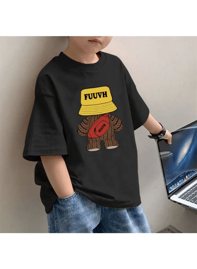 100% Cotton Boys' Summer Short-sleeved T-shirt New Style Summer Children's Base Shirt Boy's Pure Cotton Top Western Style Children's Wear