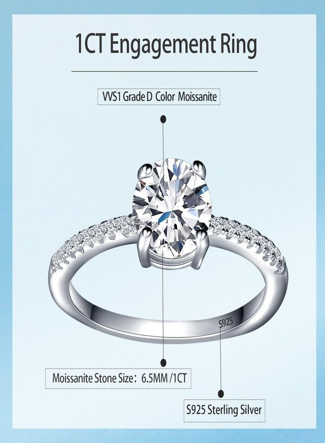 VOLUKA 1CT Solitaire Moissanite Engagement Ring - 925 Sterling Silver D Color VVS1 Round Cut Halo Moissanite Engagement Rings Promise Ring-Size 6 - Image 2