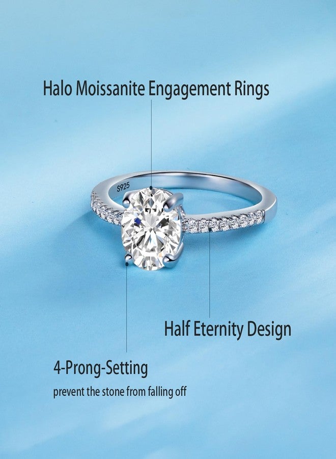 VOLUKA 1CT Solitaire Moissanite Engagement Ring - 925 Sterling Silver D Color VVS1 Round Cut Halo Moissanite Engagement Rings Promise Ring-Size 6 - Image 3
