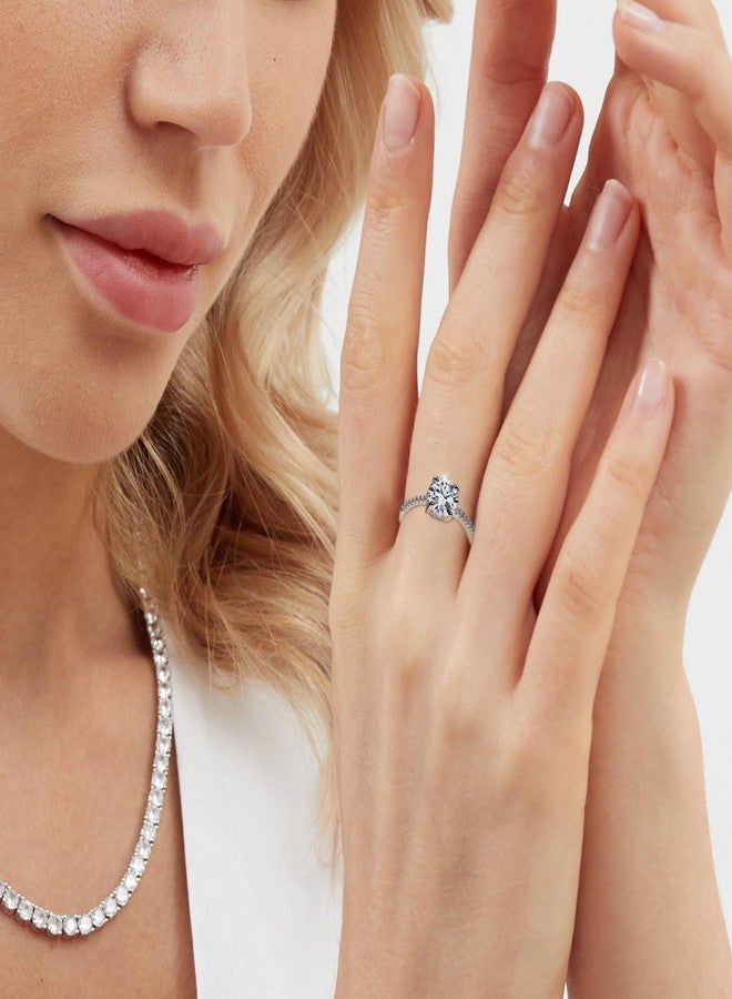 VOLUKA 1CT Solitaire Moissanite Engagement Ring - 925 Sterling Silver D Color VVS1 Round Cut Halo Moissanite Engagement Rings Promise Ring-Size 6 - Image 5
