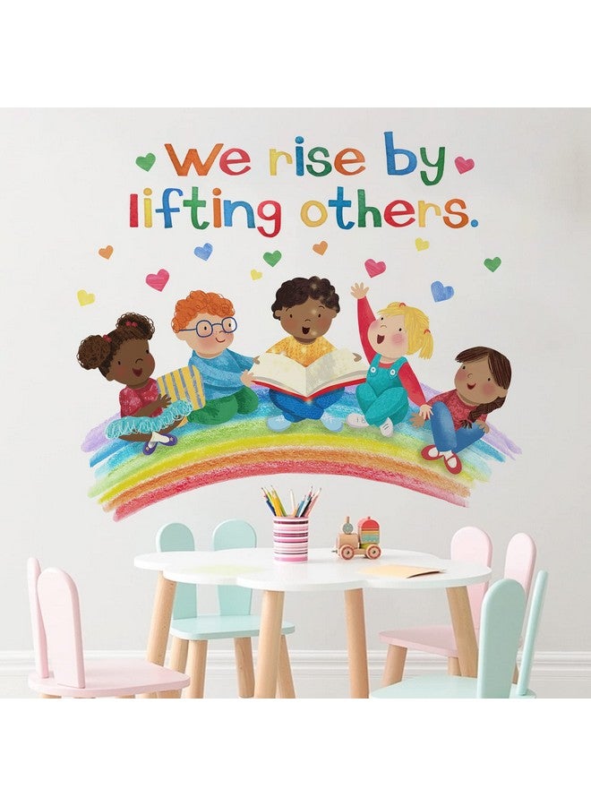 Mfault Inspirational We Rise by Lifting Others Wall Decals Stickers, Diversity Equality Motivational Inclusion Nursery Decorations Baby Boy Girl Bedroom Classroom Art, Kids Neutral Toddlers Decor Gift - Image 1
