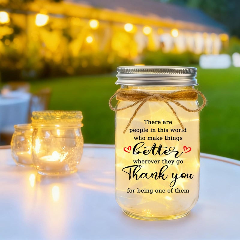 COZITED Thank You Gifts for Women Mason Jar Night Light - Inspirational Birthday Gifts for Women Coworkers Boss Teacher Retirement Christmas Gift -There are People ... who Make Things Better - Image 2