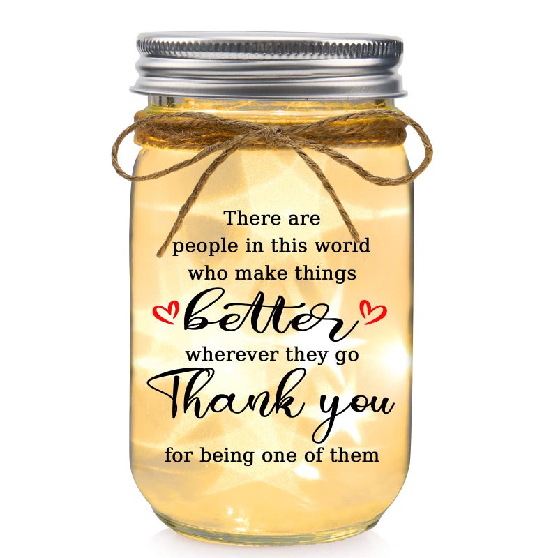 COZITED Thank You Gifts for Women Mason Jar Night Light - Inspirational Birthday Gifts for Women Coworkers Boss Teacher Retirement Christmas Gift -There are People ... who Make Things Better - Image 1