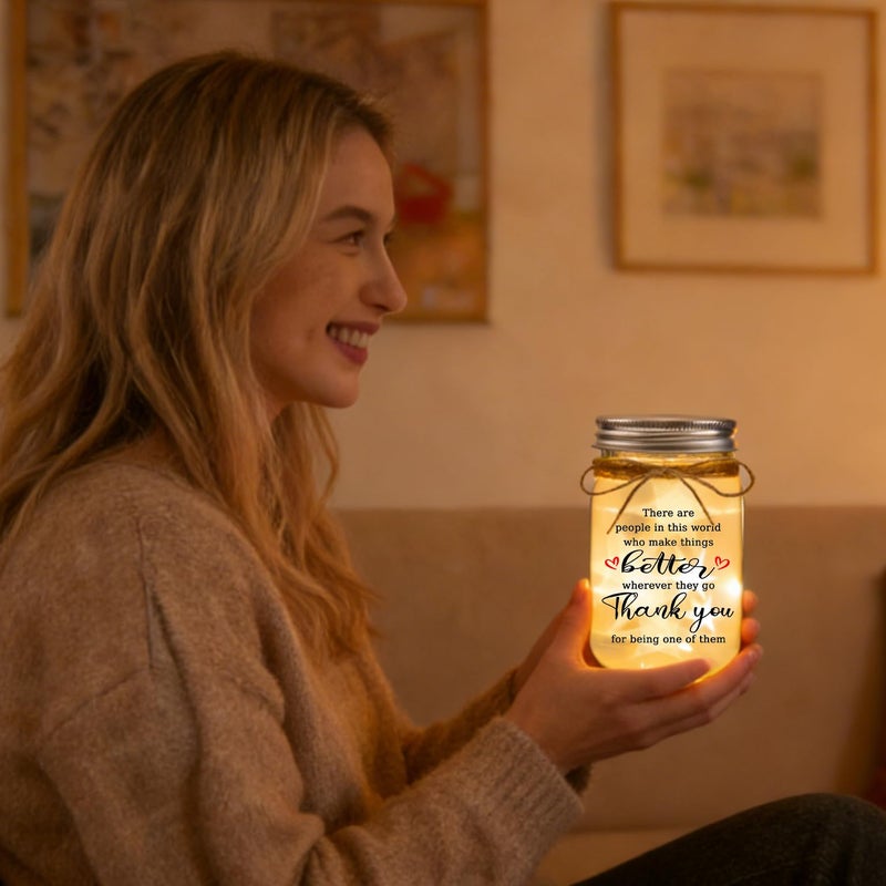 COZITED Thank You Gifts for Women Mason Jar Night Light - Inspirational Birthday Gifts for Women Coworkers Boss Teacher Retirement Christmas Gift -There are People ... who Make Things Better - Image 3