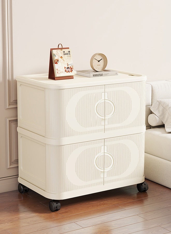 CozyNest 5-Tier Thickened Foldable Storage Cabinet with Sliding Doors, 50cm Wide Organizer for Clothes, Snacks, Toys & Home Living Room Storage - Image 5