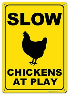My Sign Center Slow Chickens At Play Sign 10" X 14" 0.40 Aluminum Fade Resistance Indoor Outdoor Use Usa Made By My Sign Center  - Image 1
