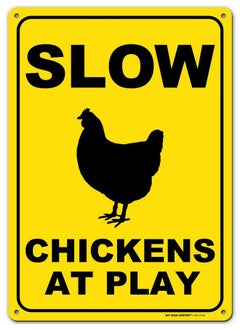 My Sign Center Slow Chickens At Play Sign 10" X 14" 0.40 Aluminum Fade Resistance Indoor Outdoor Use Usa Made By My Sign Center  - Image 2