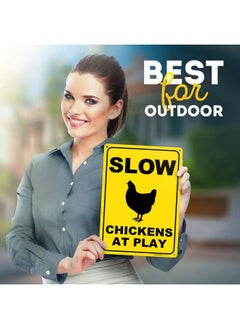 My Sign Center Slow Chickens At Play Sign 10" X 14" 0.40 Aluminum Fade Resistance Indoor Outdoor Use Usa Made By My Sign Center  - Image 4