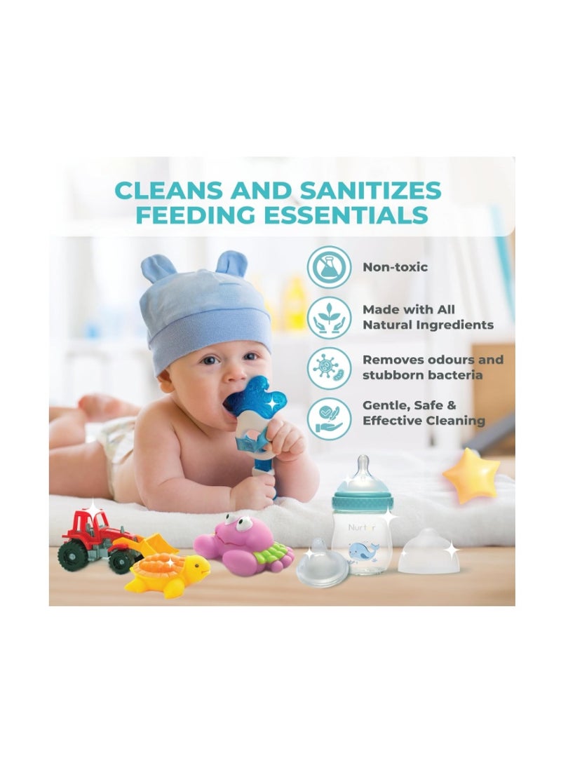 Nurtur Baby Bottle Liquid Cleanser 1500ml (3 x 500ml) Kills 99% Bacteria, Alcohol-Free, Paraben-Free, Multipurpose Liquid Cleanser Wash Safe for Bottles, Breast Pumps, Toys & Feeding Essentials - Image 2