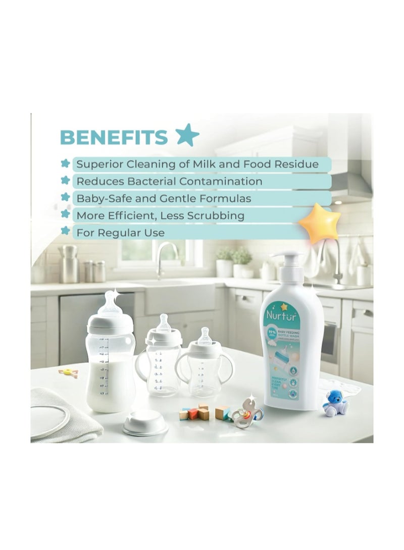 Nurtur Baby Bottle Liquid Cleanser 1500ml (3 x 500ml) Kills 99% Bacteria, Alcohol-Free, Paraben-Free, Multipurpose Liquid Cleanser Wash Safe for Bottles, Breast Pumps, Toys & Feeding Essentials - Image 4