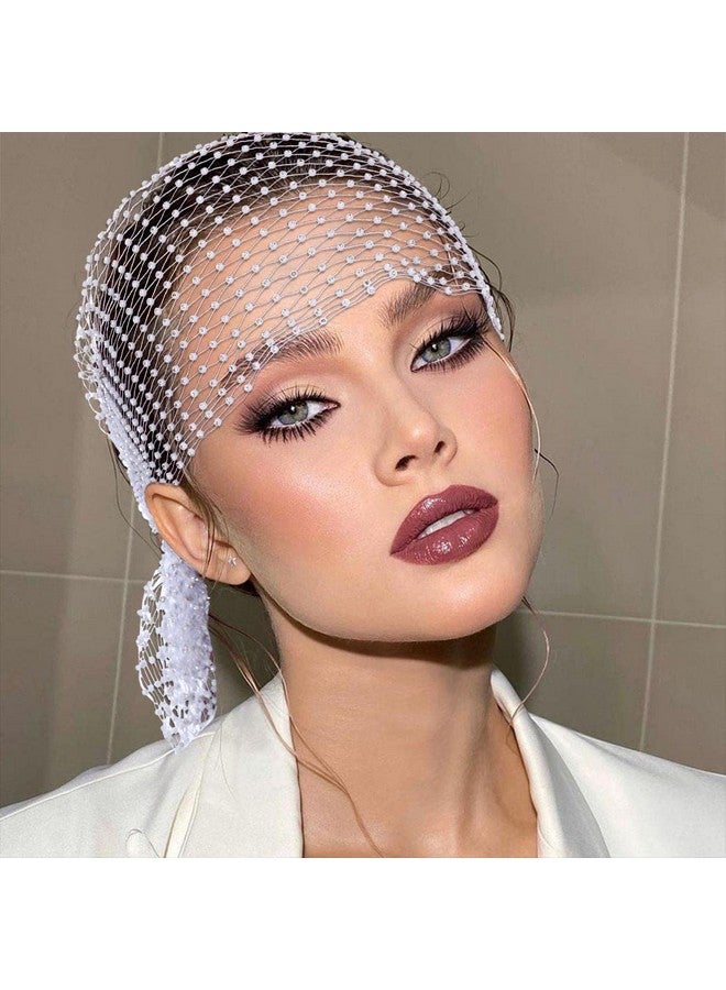 EARENT Arent Mesh Rhinestone Headbands Glitter Wide Head Scarfs Elastic Turban Headwrap Crystal Nightclub Hair Band Rave Costume Party Hair Accessories For Women (Bwhite)  - Image 4