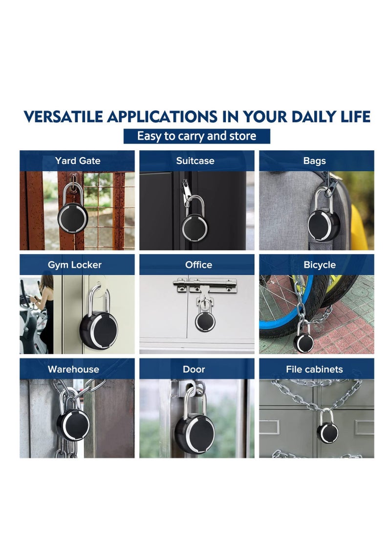 Excefore - Fingerprint Padlock, Rechargeable USB Keyless Door Smart Lock, IP55 Waterproof Bluetooth APP Fingerprint Locker, Biometric Thumbprint Smart Lock, for Gym, Office, Luggage, Suitcase, Backpack - Image 1