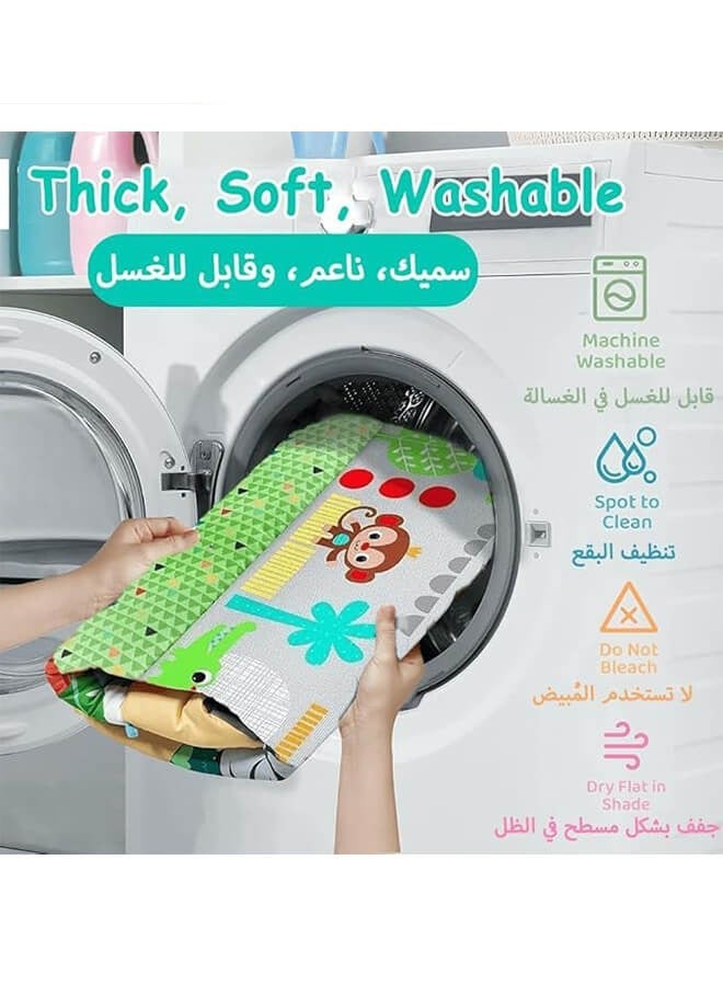 ASIV 5-in-1 Baby Gym & Play Mat, Detachable Fence Crawling Mat, 30 Balls + 7 Sensory Toys, Educational & Fun Growth Mat for Babies (Size: 109*97.6*54cm) - Image 5