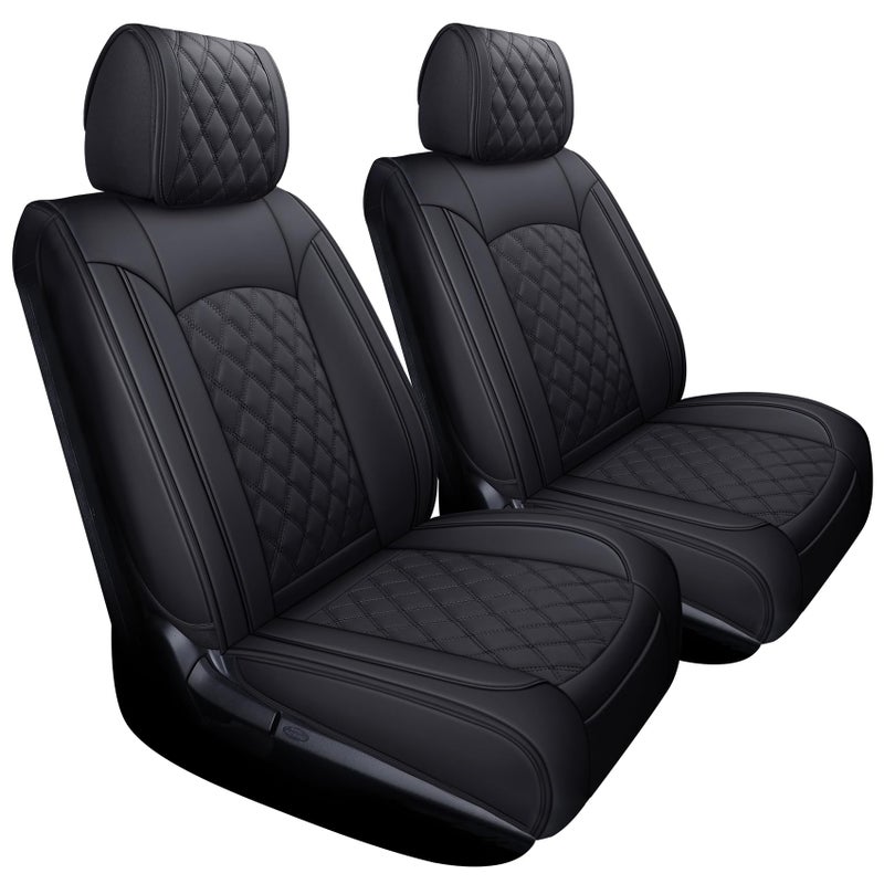 YIERTAI Seat Covers Compatible with Toyota Tundra for 20082025 Crewmax Double Cab SR5 Limited Platinum TRD Pro Truck Waterproof Leather Seat Covers2 PCS Front onlyBlack