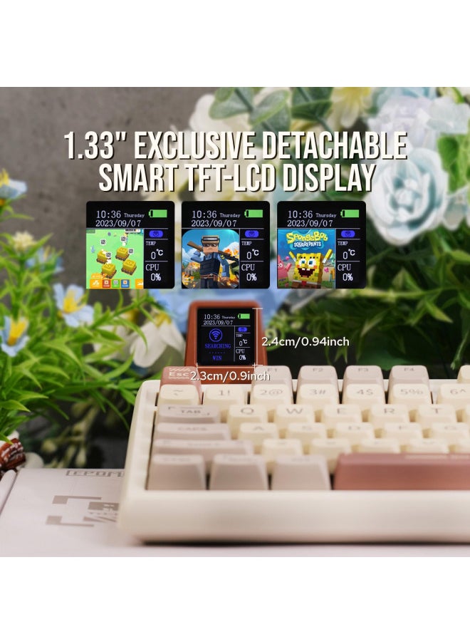 EPOMAKER RT100 97 Keys Gasket BT5.0/2.4G/USB-C Mechanical Gaming Keyboard with Customizable Display Screen, Knob, Hot Swappable Socket, 5000mAh Battery for Win/Mac (Wisteria Linear Switch)
