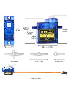 Smraza 10 Pcs Sg90 9G Micro Servo Metal Geared Motor Kit For Rc Robot Arm/Hand/Control With Cable Mini Servos For Arduino Project (10)  - Image 5